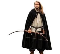 Leonardo Carbone® Cape médiévale classique Elinor - Vêtement médiéval pour homme et femme - Cape pour homme - Costume de Hobbit - Vêtements LARP - Viking - Cosplay - Halloween - Carnaval - Noir