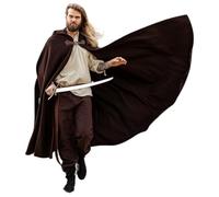 Leonardo Carbone® Cape médiévale en laine unisexe avec boucle de loup Tjark - Vêtements médiévaux pour femme et homme - Cape pour homme - Costume de Hobbit - LARP - Viking - Cosplay pour homme,