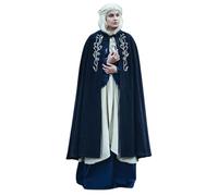 Leonardo Carbone® Cape médiévale Lyra unisexe - Vêtement médiéval pour homme et femme - Costume de Hobbit - Vêtements LARP - Viking - Cosplay - Halloween - Carnaval - 100 % coton - Noir