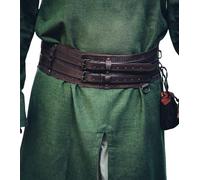 Leonardo Carbone® Ceinture viking large unisexe robuste - En cuir - Pour homme et femme - Pour carnaval, cosplay, passe-temps - 100 % cuir véritable, marron foncé, 120.0 cm