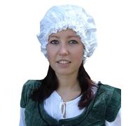 Leonardo Carbone® Céline Bonnet pour femme | Maintien élastique | Design volumineux | Carnaval, Halloween, cosplay, LARP, Moyen-Âge, costume, accessoire, 100 % coton blanc