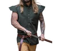 Leonardo Carbone® Charles classique Wams pour homme | Design élégant | Parfait pour les jeux de rôle | Gilets | Vestes pour homme | Vêtements médiévaux | Costume LARP | Coton, vert, XXL
