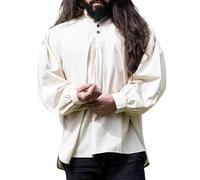 Leonardo Carbone® Chemise à Plis Oswald - Chemise Medievale Homme Manche Longue, Costume Medieval, Tenue et Vetements de Festival Homme, LARP, Renaissance, Cosplay Ècru S