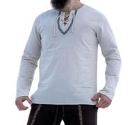 Leonardo Carbone® Chemise Médiévale Elfriede Unisex - Chemise Medievale Homme & Dames Manche Longue, Costume Medieval, Tenue et Vetements de Festival, LARP, Renaissance, Cosplay - 100% Coton Ècru L
