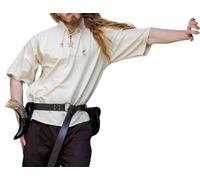 Leonardo Carbone® Chemise Médiévale Eric - Chemise Medievale Homme Manche Courte, Costume Medieval, Tenue et Vetements de Festival Homme, LARP, Renaissance, Cosplay - 100% Coton Ècru 3XL