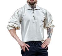 Leonardo Carbone® Chemise Médiévale Ferdinand - Chemise Medievale Homme Manche Longue, Costume Medieval, Tenue et Vetements de Festival Homme, LARP, Renaissance, Cosplay - 100% Coton Ècru L