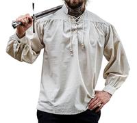 Leonardo Carbone® Chemise Médiévale Friedrich - Chemise Medievale Homme Manche Longue, Costume Medieval, Tenue et Vetements de Festival Homme, LARP, Renaissance, Cosplay Homme Ecru XL