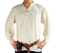 Leonardo Carbone® Chemise Médiévale Julius avec Lacets aux Manches - Chemise Medievale Homme Manche Longue, Costume Medieval, Tenue et Vetements de Festival Homme, LARP, Renaissance, Cosplay Ècru L