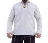 Leonardo Carbone® Chemise Médiévale Otto - Chemise Medievale Homme Manche Longue, Costume Medieval, Tenue et Vetements de Festival Homme, LARP, Renaissance, Cosplay - 100% Coton Ècru XL