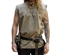 Leonardo Carbone® Chemise Médiévale sans Manches Jean - Chemise Medievale Homme, Costume Medieval, Tenue et Vetements de Festival Hommes, LARP, Renaissance, Cosplay - 100% Coton Chanvre S