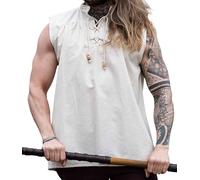Leonardo Carbone® Chemise Médiévale sans Manches Louis - Chemise Medievale Homme, Costume Medieval, Tenue et Vetements de Festival Hommes, LARP, Renaissance, Cosplay Homme Naturel XXL