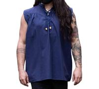 Leonardo Carbone® Chemise Médiévale sans Manches Louis - Chemise Medievale Homme, Costume Medieval, Tenue et Vetements de Festival Hommes, LARP, Renaissance, Cosplay Homme Bleu M