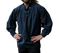 Leonardo Carbone® Chemise Médiévale Tachetée Georg- Chemise Medievale Homme Manche Longue, Costume Medieval, Tenue et Vetements de Festival Homme, LARP, Renaissance, Cosplay - 100% Coton Bleu M