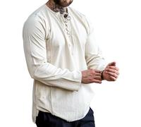 Leonardo Carbone® Chemise Paysanne Douce Felix - Chemise Medievale Homme Manche Longue, Costume Medieval, Tenue et Vetements de Festival Homme, LARP, Renaissance, Cosplay - 100% Coton Ecru L