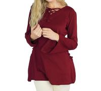 Leonardo Carbone Chemisier médiéval pour femme Lea avec capuche zippée en coton Rouge - Rouge - Medium