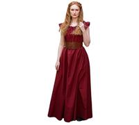 Leonardo Carbone Clara Robe de marché médiévale sans manches à bretelles, rouge, S-M
