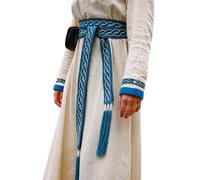 Leonardo Carbone® Elina Ceinture unisexe Viking - Ceinture médiévale pour homme - Ceinture pour femme - Vêtements LARP, carnaval, cosplay, costume de Hobbit - 100 % coton, bleu, 235 cm