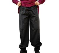 Leonardo Carbone® Gerold Pantalon médiéval pour homme, vêtement médiéval, pantalon viking pour homme, tenue de festival, LARP, cosplay, pantalon de loisirs - 100 % coton, Noir , 3XL