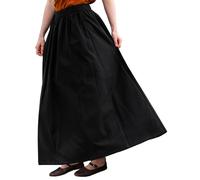 Leonardo Carbone® Jupe Constance pour femme - Cordon de serrage à la taille - Silhouette fluide - Carnaval, Halloween, cosplay, LARP, Moyen-Âge, costume, vêtement, festival - 100 % coton, Noir , L-XL