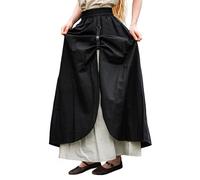 Leonardo Carbone® Jupe Elise pour femme | Design double couche | Taille élastique | Carnaval, Halloween, cosplay, LARP, Moyen-Âge, costume, habillement, festival | Coton, Noir/beige, XXL-3XL