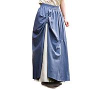 Leonardo Carbone® Jupe Elise pour femme | Design double couche | Taille élastique | Carnaval, Halloween, cosplay, LARP, Moyen-Âge, costume, habillement, festival | Coton, bleu/naturel, S-M