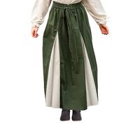 Leonardo Carbone® Jupe Isabella pour femme - Taille élastique - Laçage avant - Carnaval, Halloween, cosplay, LARP, Moyen-Âge, costume, robe, festival - Coton, Vert/naturel, L-XL