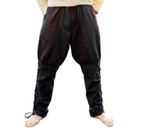 Leonardo Carbone® Pantalon viking avec lacets Magnus - Pantalons pour homme, vêtement médiéval, pantalon viking, costume, tenue de festival, LARP, cosplay, pantalon de loisirs - 100% coton, noir
