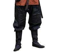 Leonardo Carbone® Pantalon Viking Wodan en lin pour homme - Pantalon d'été léger pour homme, tenue de festival, viking, vêtement médiéval, LARP, cosplay, loisirs - 100 % lin, Noir , XXL
