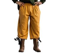 Leonardo Carbone® Pantalon Vincent pour homme - Taille élastique - Poches pratiques - Carnaval, Halloween, cosplay, LARP, médiéval, bouquetier, coton - 100 % coton, miel, 3XL