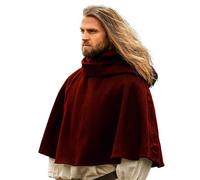 Leonardo Carbone® Paul Gugel en laine médiévale unisexe avec capuche - Vêtement médiéval pour homme et femme - Chapeau médiéval, costume de Hobbit, LARP, viking, Halloween, carnaval rouge