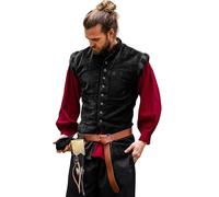 Leonardo Carbone® Pierre Gilet en velours pour homme | Design luxueux | Parfait pour les événements LARP et médiévaux | Gilets | Vestes | Costumes | Médiéval | Coton, Noir , S
