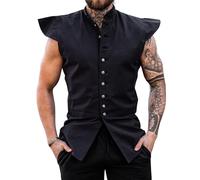 Leonardo Carbone® Pourpoint classique Charles pour homme | Design élégant | Parfait pour les jeux de rôle | Gilets | Vestes pour homme | Vêtements médiévaux | Costume de LARP | Coton Noir 2XL