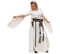 Leonardo Carbone® Robe Begina pour femme - Broderie à la main - Col en V - Carnaval, Halloween, cosplay, LARP, Moyen-Âge - Costume, robe, festival, événement - 100 % coton naturel - Taille XL