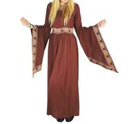 Leonardo Carbone® Robe élégante en viscose pour femme - Manches trompettes - Lacets dans le dos - Carnaval, Halloween, cosplay, LARP, Moyen-Âge, costume, robe - 100 % viscose, bordeaux, XXL