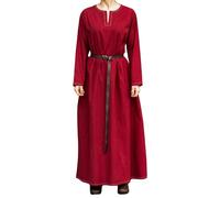 Leonardo Carbone® Robe femme Viking sous-robe Helga | Broderies élaborées | Silhouette fluide | Carnaval, Halloween, Cosplay, LARP, Médiéval, Viking | 100% Coton Rouge S