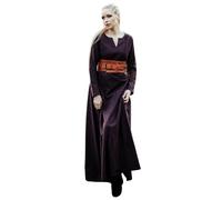 Leonardo Carbone® Robe Lina pour femme - Design col en V - Silhouette trapèze - Carnaval, Halloween, cosplay, LARP, médiéval, costume, robe - Coton, marron foncé, M