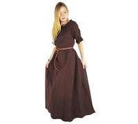 Leonardo Carbone® Robe Melisande pour femme | Détails réglables | Design fluide | Carnaval, Halloween, cosplay, LARP, médiéval, viking, costume | 100 % coton, marron, XXL