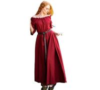 Leonardo Carbone® Robe Melisande pour femme | Détails réglables | Design fluide | Carnaval, Halloween, cosplay, LARP, médiéval, viking, costume | 100 % coton, rouge, XL