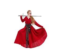 Leonardo Carbone® Robe Viking Anna pour femme | Silhouette fluide | Design médiéval | Carnaval, Halloween, cosplay, LARP, costume, robe, robe de fête | 100 % lin, rouge, 3XL