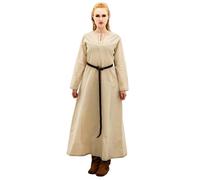 Leonardo Carbone® Robe viking Helga pour femme - Broderies élaborées - Silhouette fluide - Carnaval, Halloween, cosplay, LARP, médiéval, viking - 100 % coton naturel - Taille L