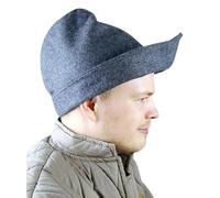 Leonardo Carbone® Robin - Chapeau à capuche pour homme - Bord asymétrique - Style médiéval - Carnaval, Halloween, cosplay, LARP - Chapeau - Accessoire - Laine gris - Taille unique