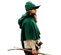 Leonardo Carbone® Robin Hood Chapeau pour homme | Bord asymétrique | Style médiéval | Carnaval, Halloween, cosplay, LARP, chapeau, accessoire, laine vert taille unique