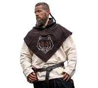 Leonardo Carbone® Skjoldehamn Gugel Viking Tyr avec Geri - Vêtement médiéval pour homme et femme - Chapeau médiéval - Costume de Hobbit - LARP - Viking - Halloween - Marron, marron, taille unique