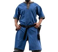 Leonardo Carbone® Tunique à manches courtes Richard - Vêtement médiéval pour homme, chemise médiévale, chemises de loisirs à manches courtes, costume de carnaval pour homme, tunique viking, vêtement
