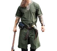 Leonardo Carbone® Tunique à manches courtes Richard - Vêtement médiéval pour homme, chemise médiévale, chemises de loisirs à manches courtes, costume de carnaval pour homme, tunique viking, vêtement