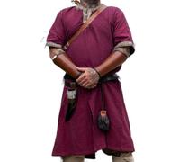 Leonardo Carbone® Tunique à manches courtes Richard - Vêtement médiéval pour homme, chemise médiévale, chemises de loisirs à manches courtes, costume de carnaval pour homme, tunique viking, vêtement