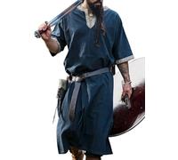 Leonardo Carbone® Tunique à manches courtes Richard - Vêtement médiéval pour homme, chemise médiévale, chemises de loisirs à manches courtes, costume de carnaval pour homme, tunique viking, vêtement