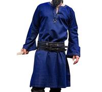 Leonardo Carbone® Tunique avec bordure Halvor - Vêtement médiéval pour homme, chemise médiévale, chemises de loisirs à manches longues, costume de carnaval, tunique viking, vêtements de jeu - 100 %