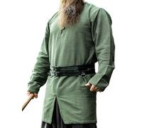 Leonardo Carbone® Tunique Viking Balduin, Vêtement Médiéval Homme, Chemise Médiévale, Chemises Décontractées, Manches Longues, Costume de Carnaval, Tunique Viking, Vêtement LARP, 100% Coton, Vert, 3XL