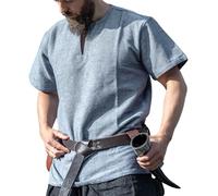 Leonardo Carbone® Tunique viking Edmund - Vêtement médiéval pour homme, chemise médiévale, chemises de loisirs à manches courtes, costume de carnaval pour homme, tunique viking, vêtements LARP - 100 %